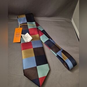 Verse 9 Vibrant Checkered Tie with Blue, Red, and Gold